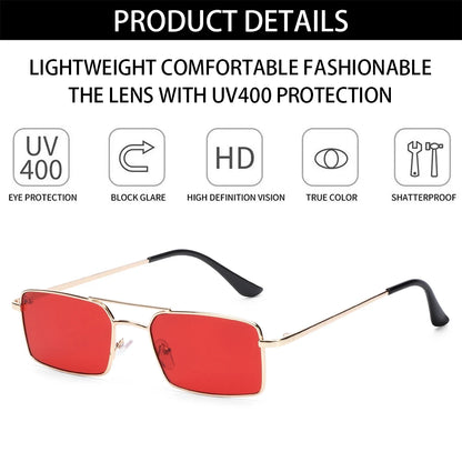 1PC Trendy Fashion Rimless Small Rectangle Sunglasses Women Men 2023 Shades Alloy Metal Glasses Traveling Style UV400 Eyewear
