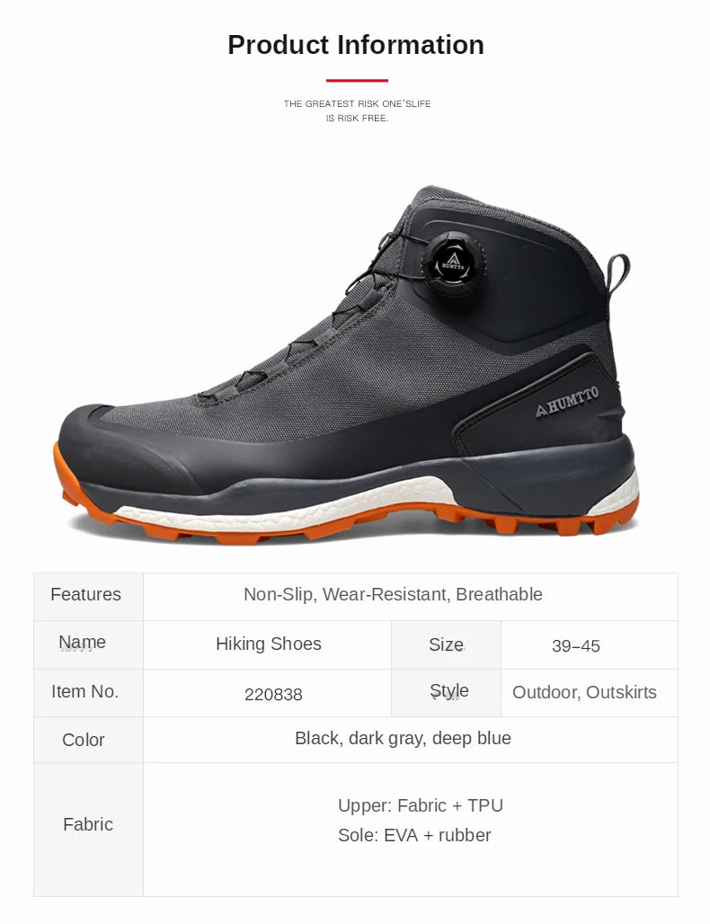 Chaussures de randonnée imperméables HUMTTO, bottes de trekking de montagne, baskets de camping noires pour hommes, chaussures de sécurité, d'escalade, de sport et tactiques pour hommes