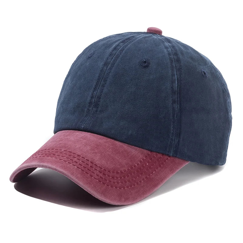 Hot Sale Unisex Cap Two-color Stitching Washed Cotton Baseball Cap Men & Women Casual Adjustable Outdoor Hats