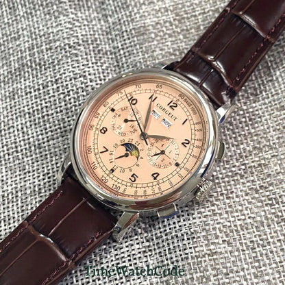 Corgeut Multi Functional Watch Automatic Mechanical Watch for Men 42mm Day Date Month Year Day/Night ST1655 Movt Polished Case