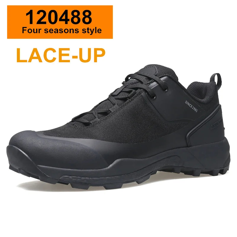 Chaussures de randonnée imperméables HUMTTO, bottes de trekking de montagne, baskets de camping noires pour hommes, chaussures de sécurité, d'escalade, de sport et tactiques pour hommes
