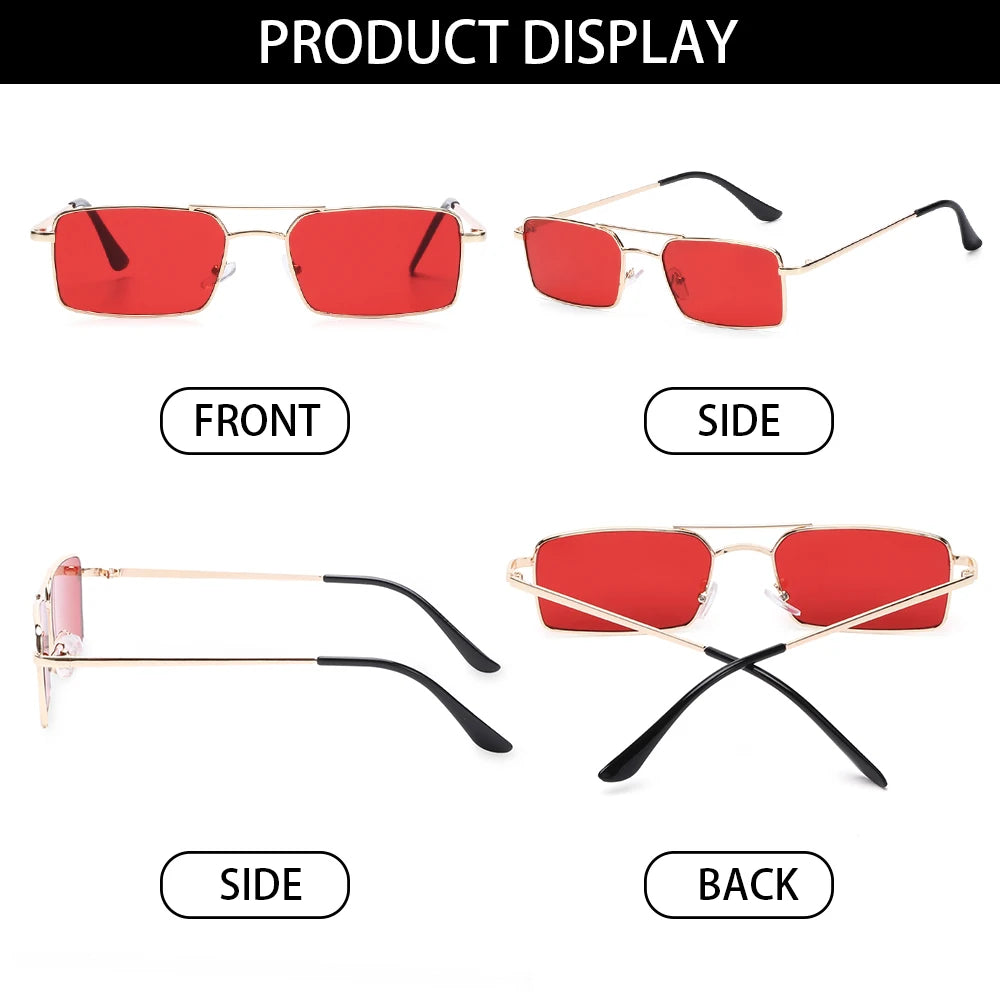 1PC Trendy Fashion Rimless Small Rectangle Sunglasses Women Men 2023 Shades Alloy Metal Glasses Traveling Style UV400 Eyewear