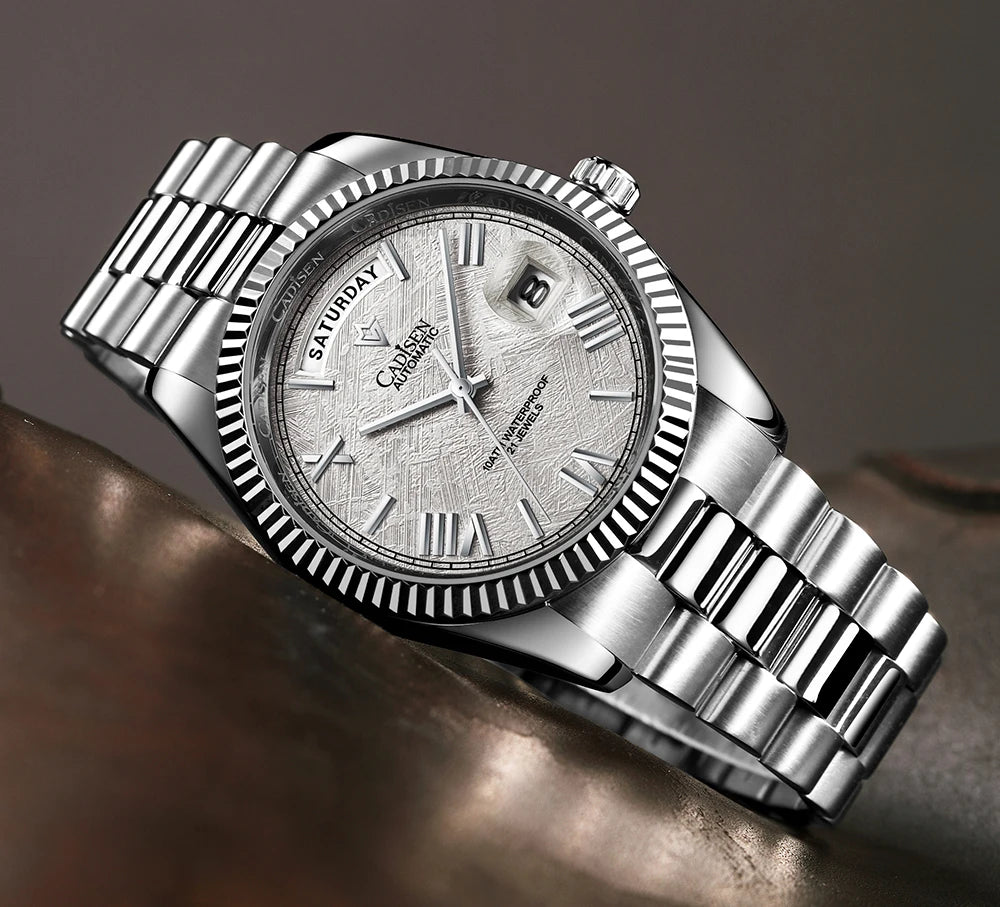 NEW 2025 CADISEN Men's Mechanical Watches Luxury Meteorite Dial Automatic Watch For Men Week 100M Japan MIYOTA 8285 Clock Man