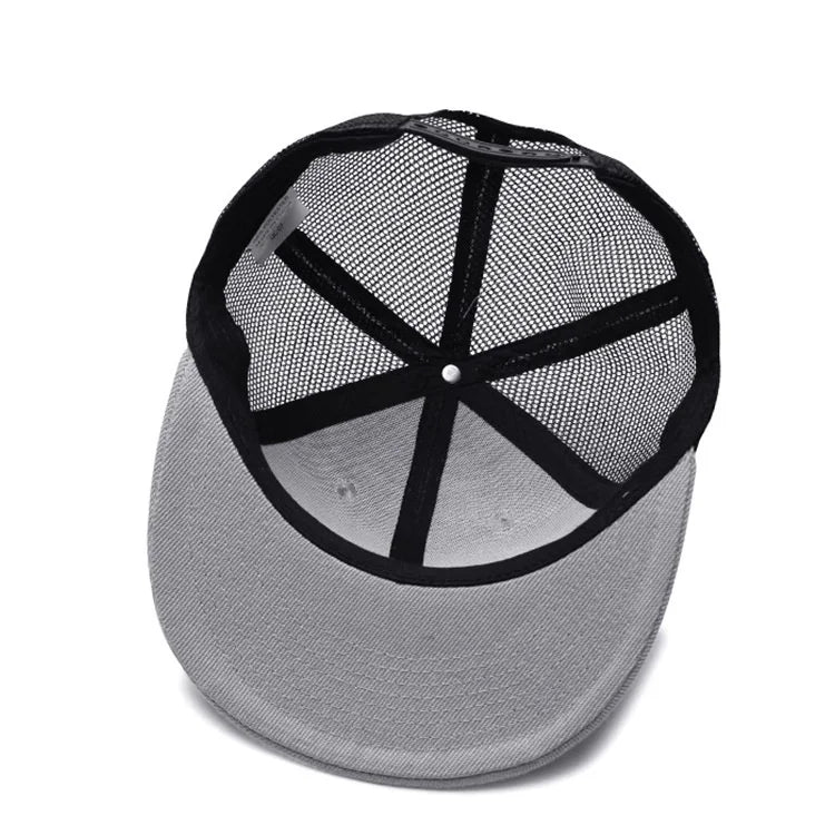 Adult Solid Color Flat Brim Mesh Snapback Cap Men Woman Hiphop Plain Baseball Hat  55-60cm