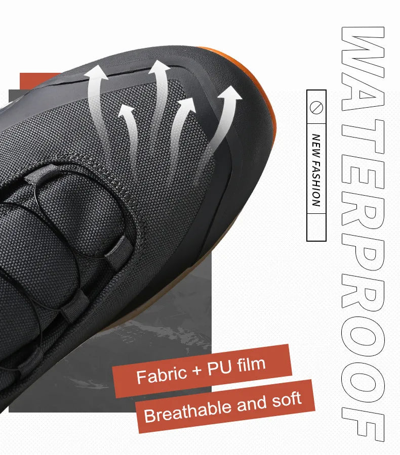 Chaussures de randonnée imperméables HUMTTO, bottes de trekking de montagne, baskets de camping noires pour hommes, chaussures de sécurité, d'escalade, de sport et tactiques pour hommes