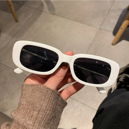 Lunettes de soleil rectangulaires blanches classiques pour femme, petites lunettes de soleil carrées rétro de marque, lunettes de soleil pour femme
