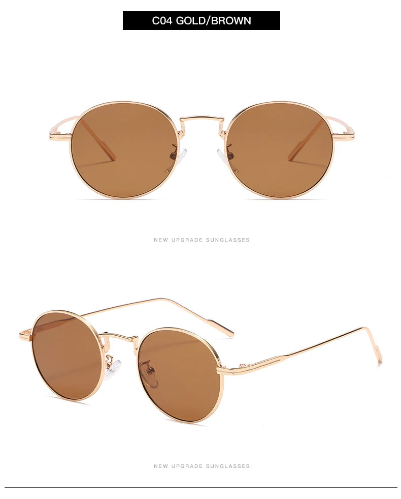 Módní kulaté vintage sluneční brýle pro ženy a muže, sluneční brýle s přechodem barev pro ženy, retro brýle ze slitiny, Gafas De Sol, sluneční brýle