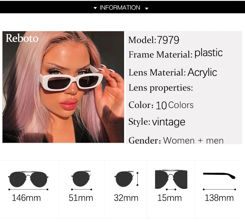 Lunettes de soleil rectangulaires blanches classiques pour femme, petites lunettes de soleil carrées rétro de marque, lunettes de soleil pour femme