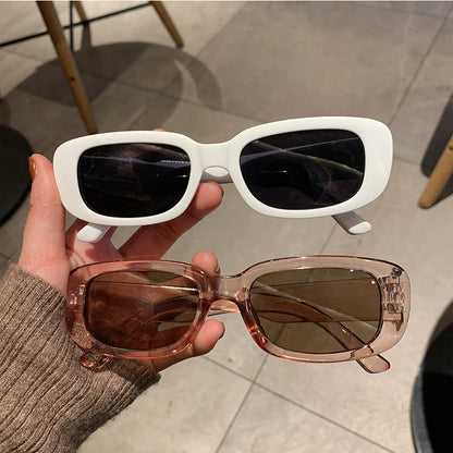 Lunettes de soleil rectangulaires blanches classiques pour femme, petites lunettes de soleil carrées rétro de marque, lunettes de soleil pour femme