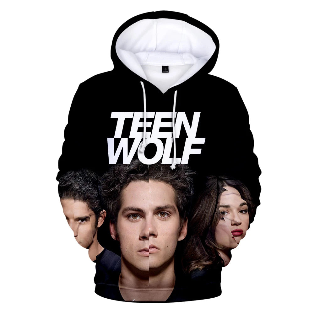 Naujo TV serialo TEEN WOLF 3D rašto džemperiai su gobtuvu vyrams ir moterims, Harajuku stiliaus rudens vaikiški gatvės mados puloveriai, hiphopo džemperis su gobtuvu