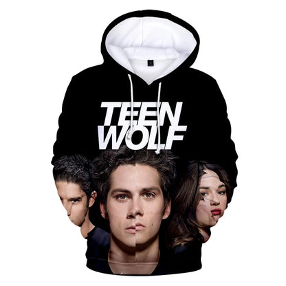 Naujo TV serialo TEEN WOLF 3D rašto džemperiai su gobtuvu vyrams ir moterims, Harajuku stiliaus rudens vaikiški gatvės mados puloveriai, hiphopo džemperis su gobtuvu