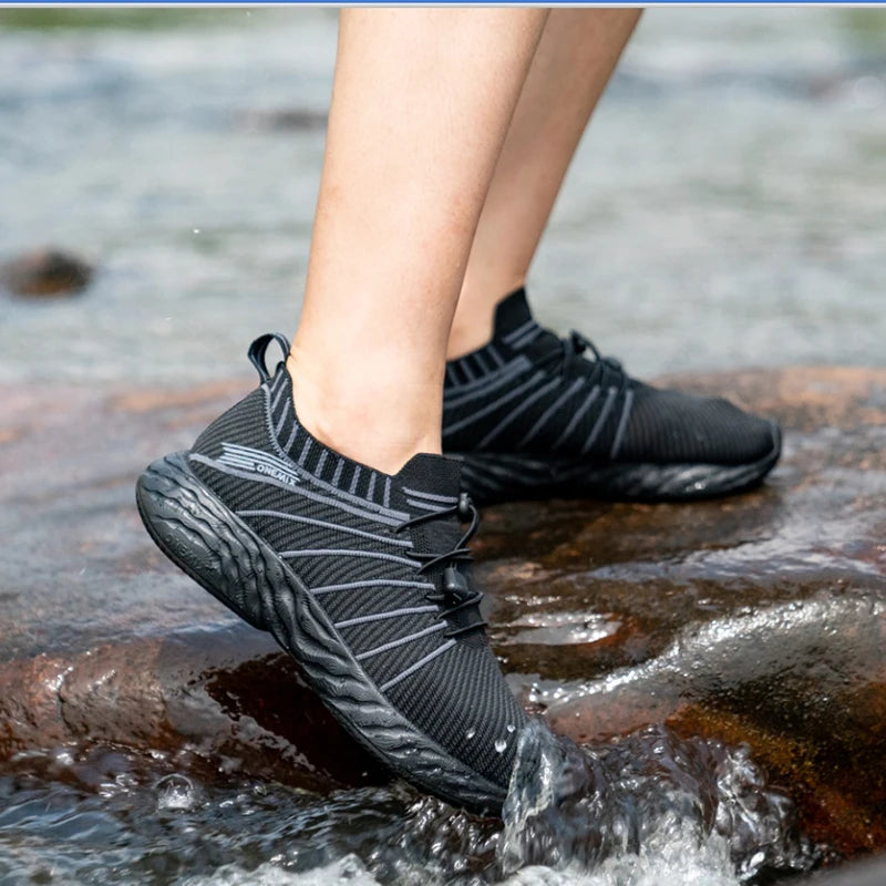 ONEMIX Waterproof Running Shoes for Men Breathable Light Women Training Walking Sneakers Outdoor Trekking Slip-on Sports Shoes