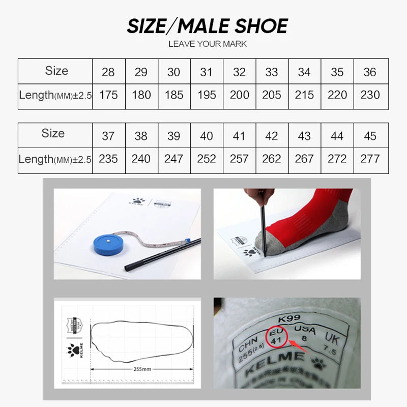 Chaussures de football KELME TF - Crampons en cuir de veau - Chaussures de futsal professionnelles - Baskets d'entraînement de football originales ZX80011017