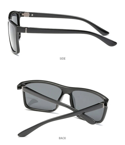 Lunettes de soleil polarisées classiques noires carrées pour homme, tendance, verres miroirs bleus, unisexes, vintage, anti-éblouissantes, pour la conduite, UV400