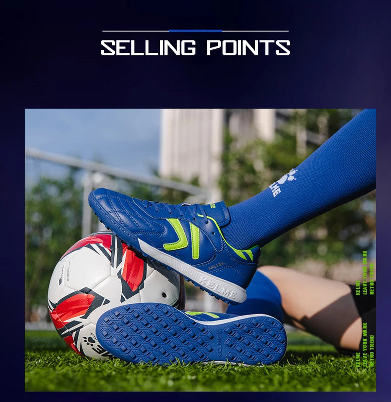 Chaussures de football KELME TF - Crampons en cuir de veau - Chaussures de futsal professionnelles - Baskets d'entraînement de football originales ZX80011017