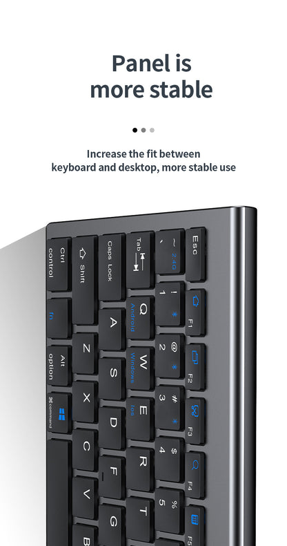 Teclado inalámbrico Bluetooth 5.0&3.0&2.4G FN+1/2/3 de doble modo, 350mAh, ultrafino, para portátil, PC, TV, iPad, Macbook y Android