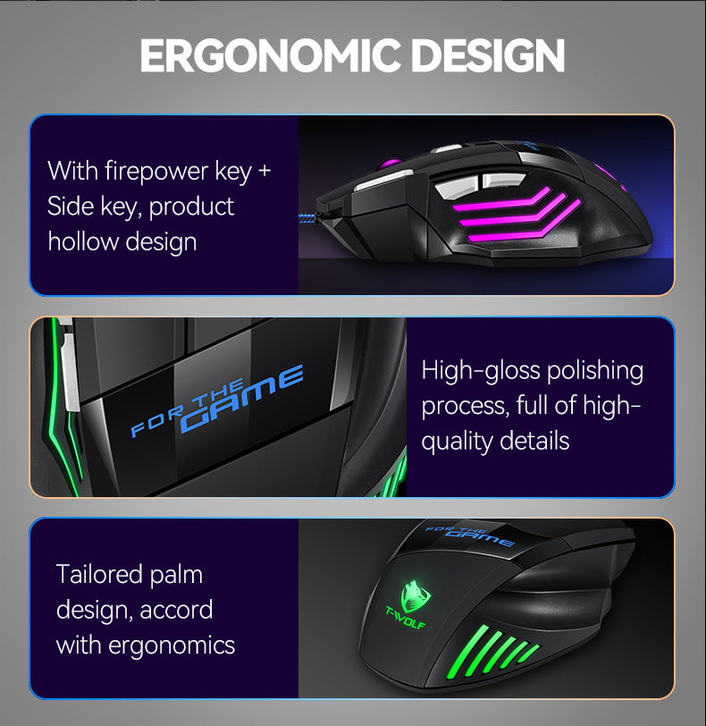 USB Wired Mouse 7 Button 2400DPI Gaming Mouse RGB Breathing Light Mecha Mice Ergonomic Optical Office Mice For Desktop Laptop