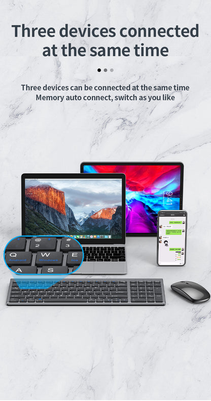 Teclado inalámbrico Bluetooth 5.0&3.0&2.4G FN+1/2/3 de doble modo, 350mAh, ultrafino, para portátil, PC, TV, iPad, Macbook y Android