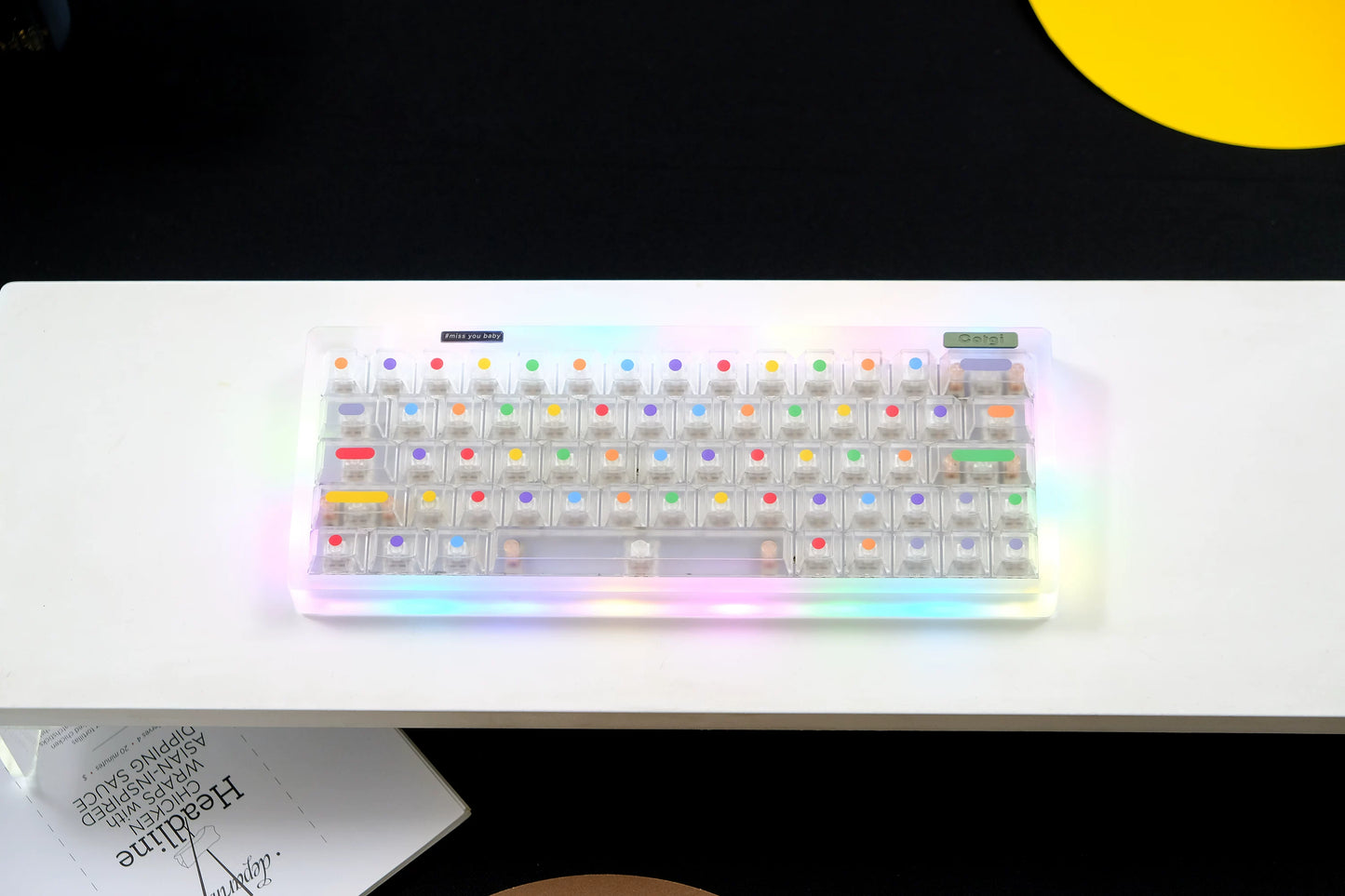 Aifei GMK Dots Keycaps 122 Keys Fog Translucent ABS Double Shot Cherry Black White for Mechanical Keyboard Mad 60he 68he Game PC