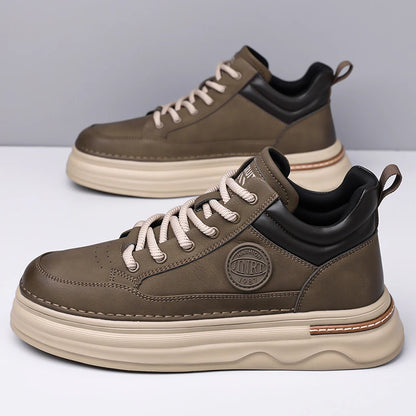 High Quality Mens Casual Leather Thick Bottom Oxford Shoes Fashion Outdoor Flat Top Quality Oxford Shoes Handmade Walking Shoes