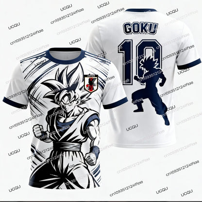 2026 Summer New Adult Men's Dragon Ball Goku 3D Printed Football Jersey T-Shirt Kids Anime T-Shirt Special Football Jersey NO.10
