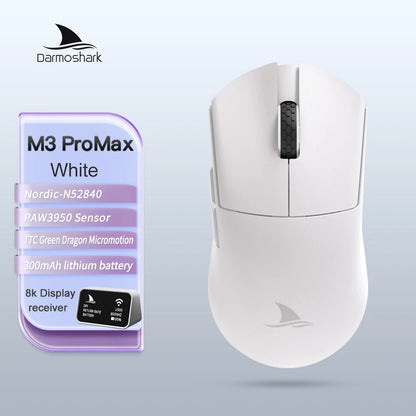 Darmoshark M3Pro gamingmus 2.4G BT trådlös tri-mode PAW3395-sensor N52840 26000DPI för stora händer makrodrivrutin mus för gaming