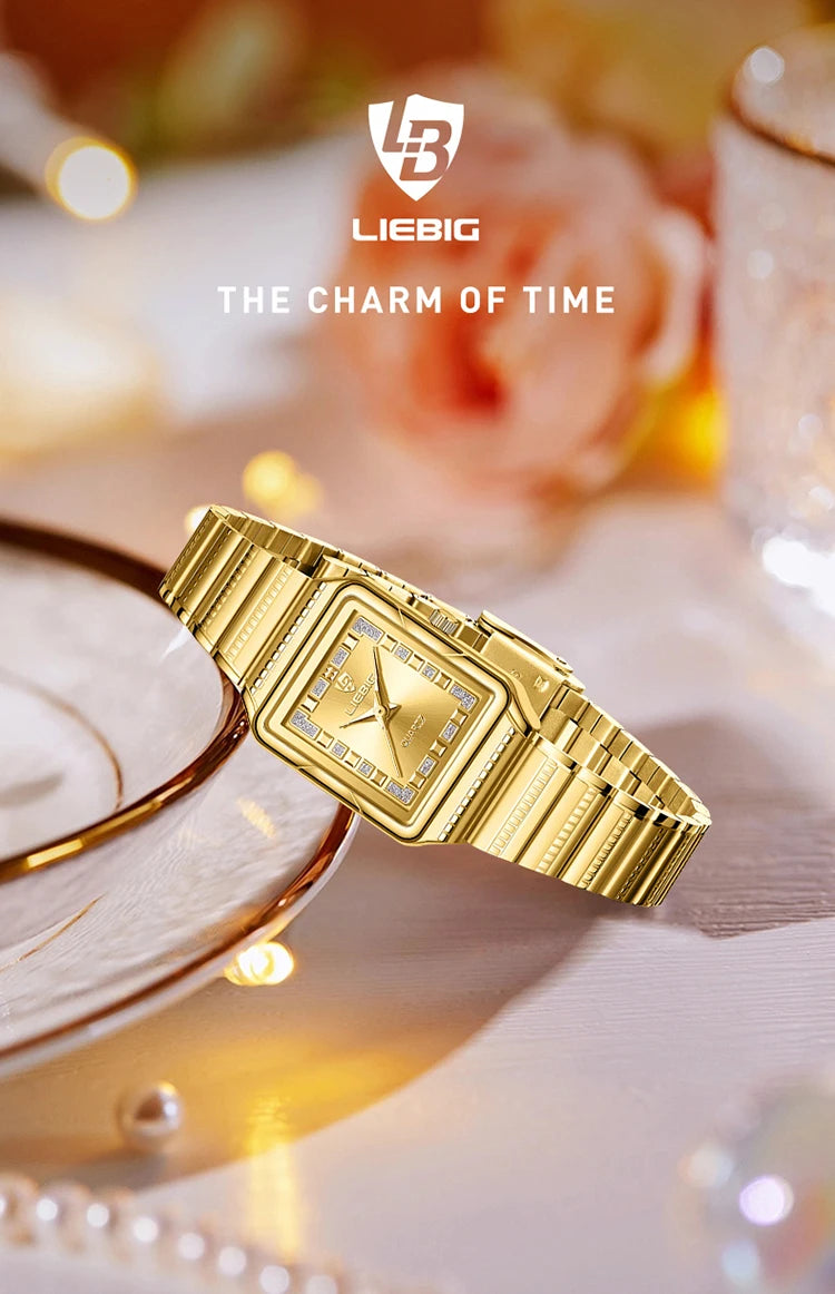 LIEBIG Lady Top Brand Luxury Quartz Watches Stainless Steel Strip Watch For Women Fashion Waterproof Wristwatch Relogio Feminino