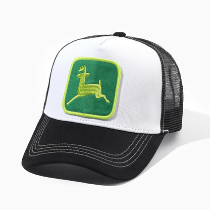 Elk Embroidery Duckbill Cap for Women, Sun Protection Wide Brim Baseball Cap, Adjustable Mesh Cap, Export Ready Stock Hat