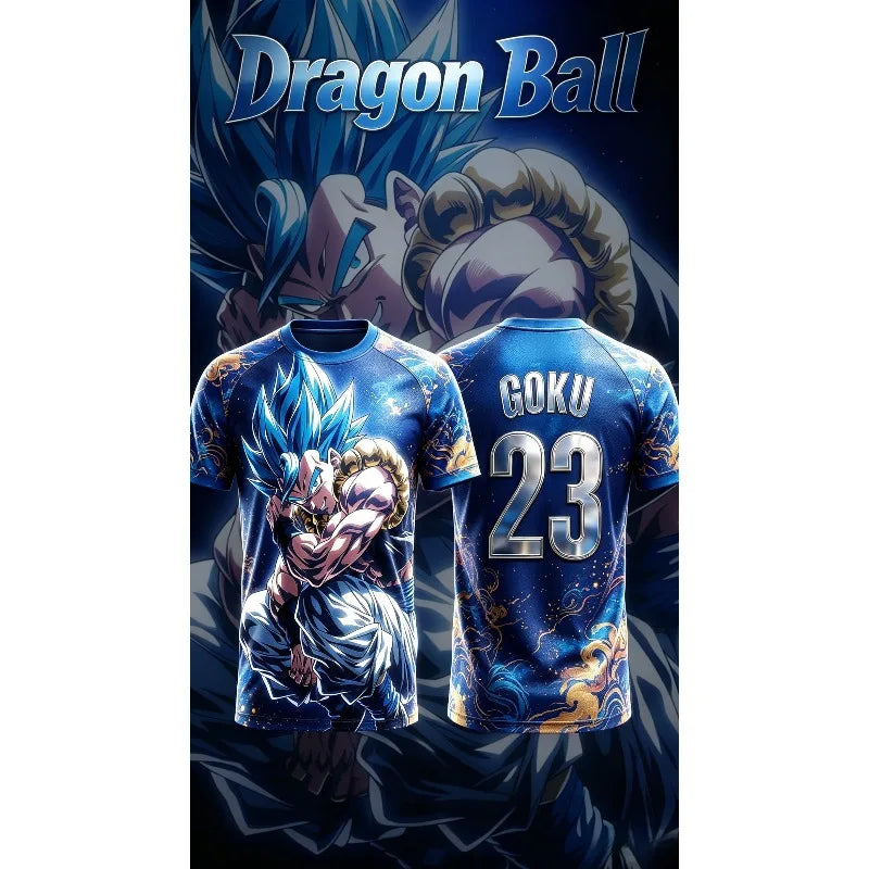 2026 Summer Dragon Ball Gogeta Blue 3D Print Jersey Men Breathable Outdoor Sports Anime Unisex Streetwear Causal Short Sleeve