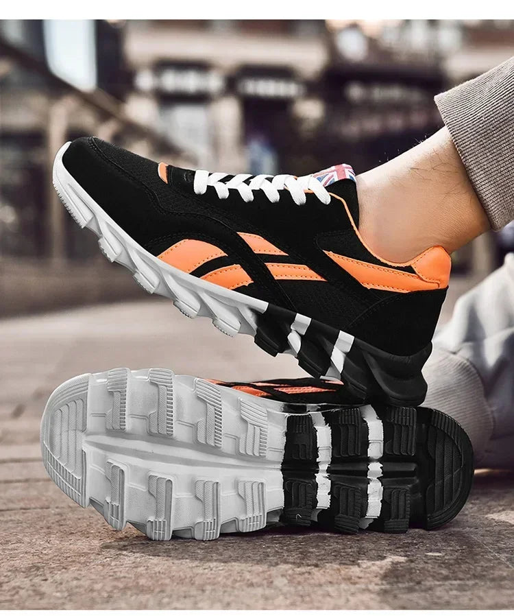 Brand Trend størrelse 46 47 48 slidstærke fitness-sneakers til mænd med støddæmpning, tyk sål og åndbare udendørs løbesko til mænd