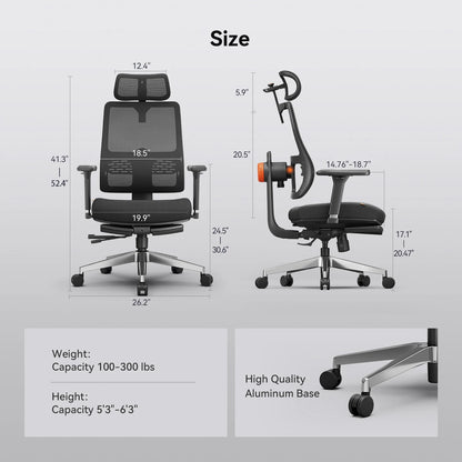 NEWTRAL MAGICH-BPRO Ergonomic Chair with Footrest,Auto-Following Backrest Headrest Office Chair,Adaptive Lower Back Support