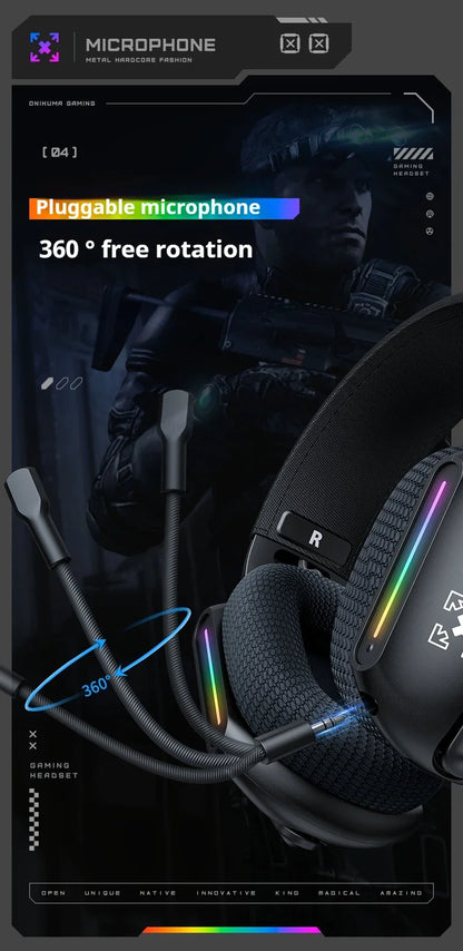 Cuffie gaming wireless ONIKUMA GT808 2.4G/Bluetooth/cablate a 3 modalità over-ear con microfono con cancellazione del rumore per PC PS4 PS5