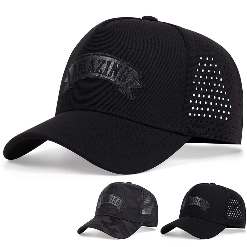 Casquettes de baseball unisexes AMAZING avec lettres brodées – Printemps-été – Plein air – Chapeaux décontractés ajustables – Chapeau anti-UV