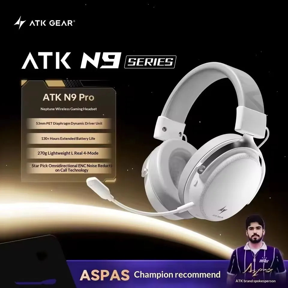 ATK Neptune N9 Wireless Gaming Headset – Low Latency eSports Headphones with Noise Cancelling Mic, Bluetooth 5.3, 4 Modes Dual Connection Gaming Headset