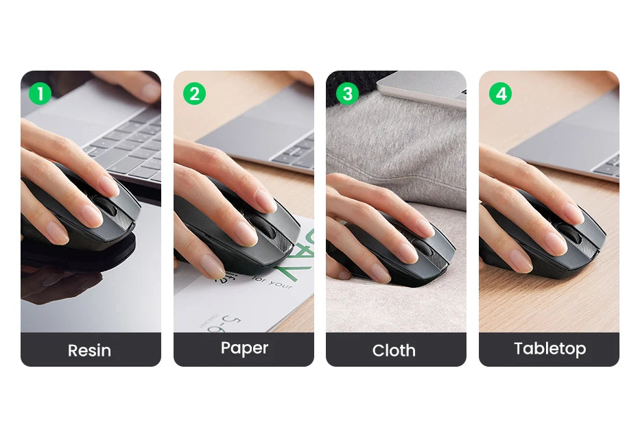 Ratón inalámbrico UGREEN Bluetooth 5.0 ergonómico 4000DPI con 6 botones silenciosos para MacBook, tabletas, portátiles, ordenadores y PC, ratón 2.4G
