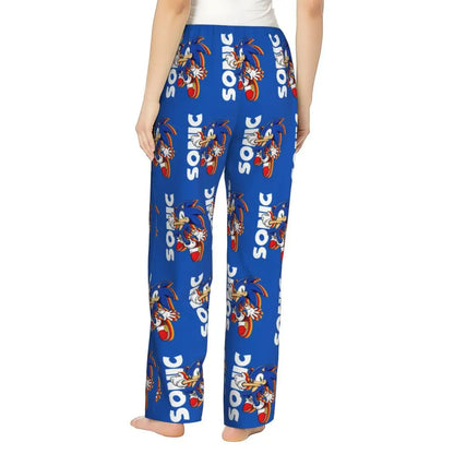 Custom Women Soniced Pajama Pants Printed Hedgehog Game Sleep Sleepwear Bottoms with Pockets