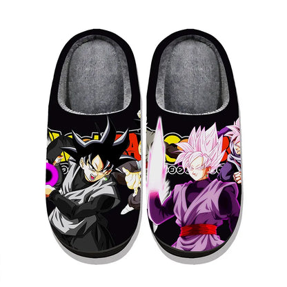 Anime Dragon Ball Plush Slippers Goku Vegeta Winter Fuzzy Warm Cotton Shoes Cute Cosplay Men Home Indoor Non-Slip Slipper Gifts