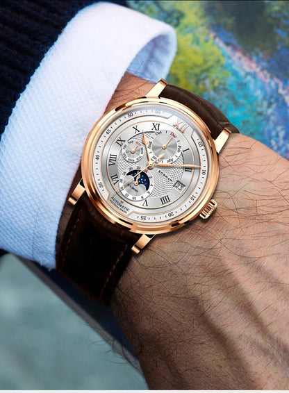 BORMAN BM3868 New 40mm Luxury Men Automatic Mechanical Men's Watches Sapphire Multi-function Waterproof Moon Phase Clocks