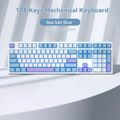Mechanische kabelgebundene Gaming-Tastatur mit 108 Tasten und RGB-Hintergrundbeleuchtung | Gaming-Chip | Niedrige Latenz | Anti-Ghosting | Für PC-, Windows- und Mac-Gamer