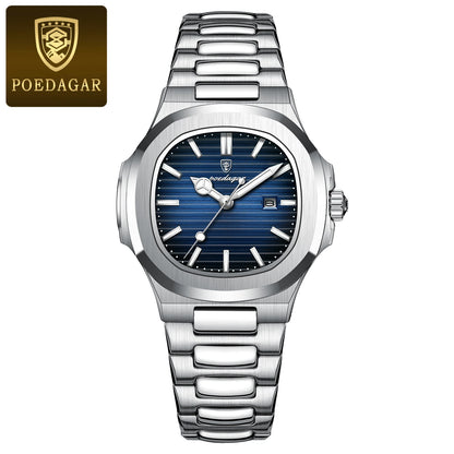 POEDAGAR Square Luxury Watch For Woman Waterproof Luminous Date Ladies Wristwatch Stainless Steel Fashion Quartz Women's Watches