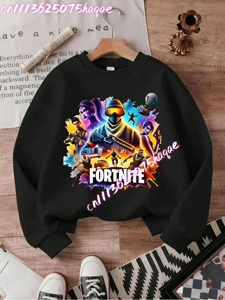 Fortnites Series Kinder-Sweatshirts, trendige Langarm-Pullover für Jungen und Mädchen, Herbst/Winter, Cartoon-Kinderkleidung, Geburtstagsgeschenke