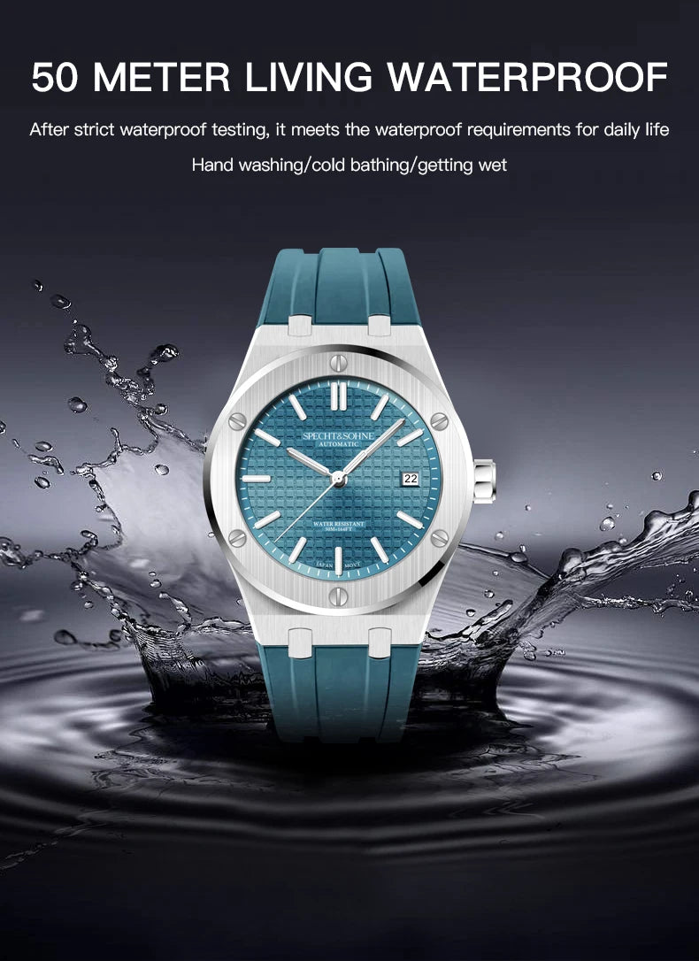 Specht&Sohne New 40MM Mechanical Watch For Men Grey Color Sports Wristwatch Japan Miyota 8215 Automatic Watch 50M Waterproof