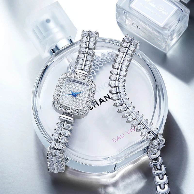 Sotoiru Square Luxury Diamond Watch For Women Silver Quartz Wristwatch Bling Bling Jewelry Zircon Wrap Watches Female Clock 2026