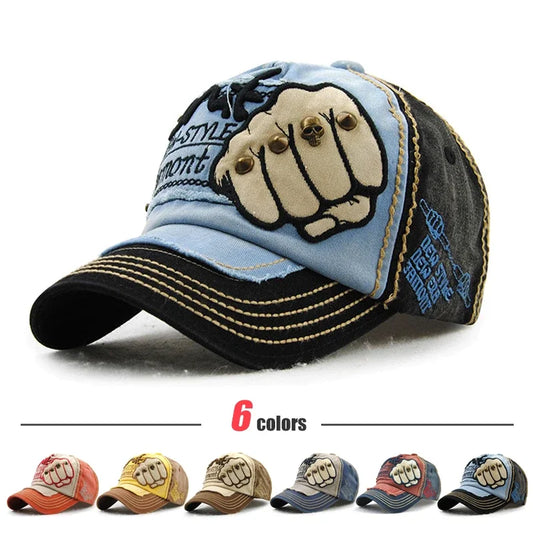 Boné de Basebol de Moda para Desporto e Ar Livre, Boné Casual de Sol, Gorras Hip Hop, Tamanho Único Ajustável Unissexo, Patch de Punho com Rebites
