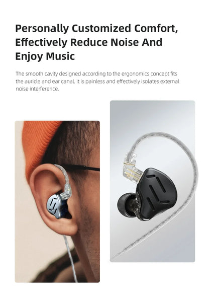 KZ ZAX 7BA+1DD Hybrid In-Ear Earphones – 16 Drivers HiFi Wired IEM Earbuds with Detachable Cable & Microphone
