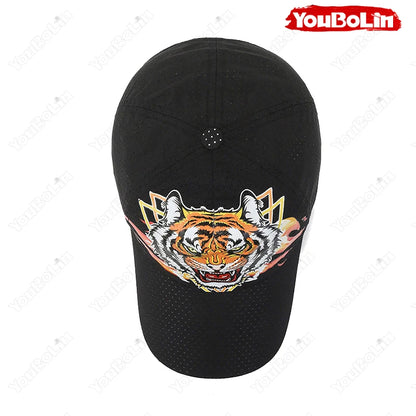 Czapka baseballowa Outdoor Tiger Face, letni materiał szybkoschnący, konstrukcja z siateczki i perforacji, czapka z etnicznym nadrukiem chroniąca przed słońcem