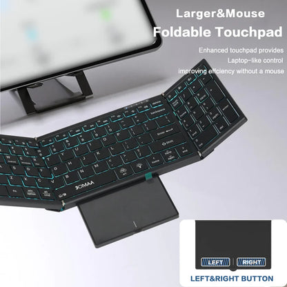 Tastiera pieghevole full-size retroilluminata Jomaa Bluetooth+USB wireless con touchpad e tastierino numerico per laptop Windows