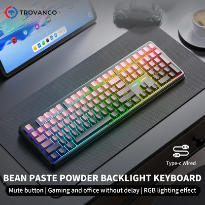 Teclado Bluetooth V108 Pro para oficina, bajo nivel de ruido, 2.4G, con cable e inalámbrico, diseño completo, membrana con retroiluminación RGB