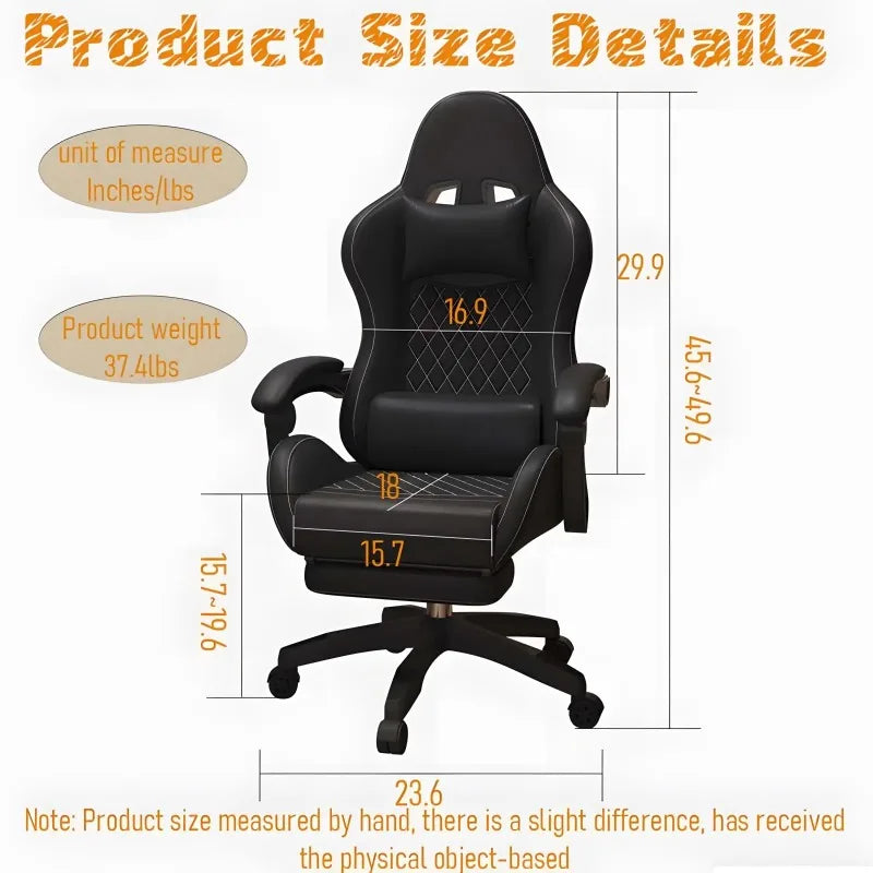 Hestora PU Leather Big and Tall Gaming Chair Ergonomic High Back Computer Chair with Footrest Massage Lumbar Support for Adults