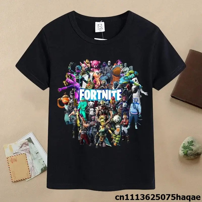 Summer Fortnites Children T-shirt Cartoon Game Figure Printed T-shirt Boys Casual Sports T-shirt Short Sleeves Kids Clothing